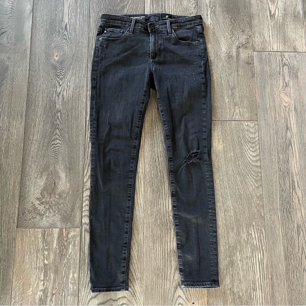 ADRIANO GOLDSCHMIED AG Super Skinny Legging Ankle Black Wash Denim Jeans Size 26